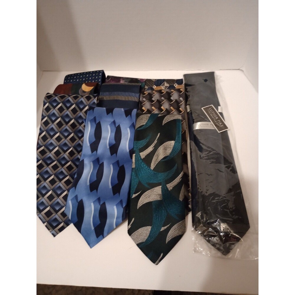 Lot Of 10 Mens Ties Blues Various Makers And Fabrics